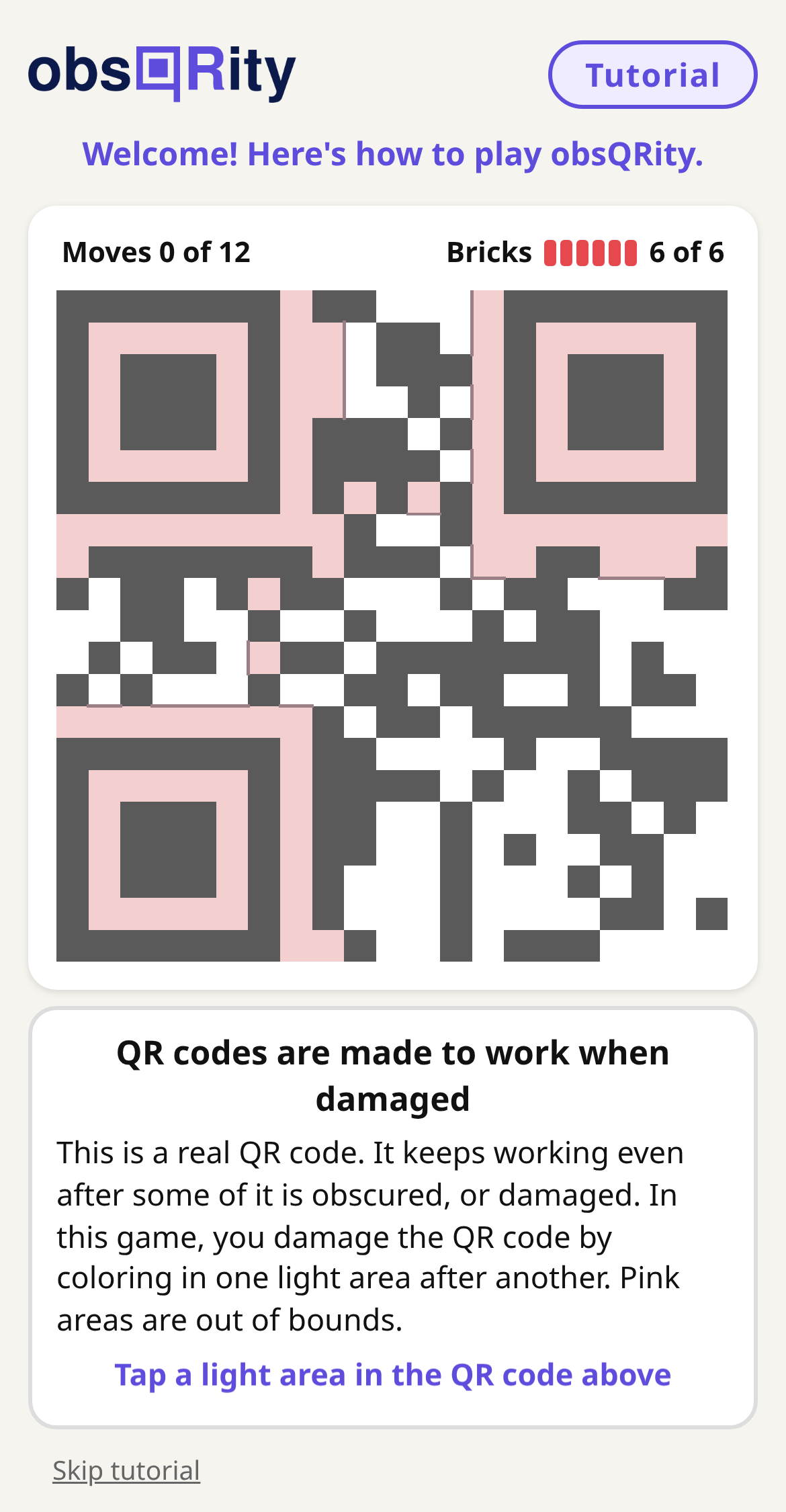 The obsQRity tutorial's first step